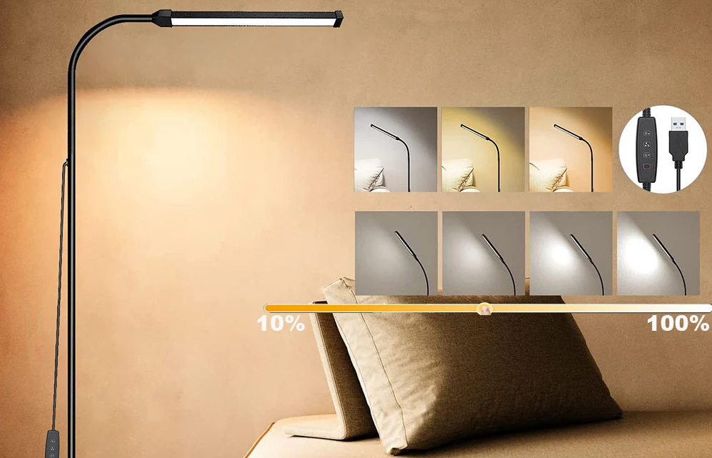 lampadaire trois couleurs luminosite commande usb