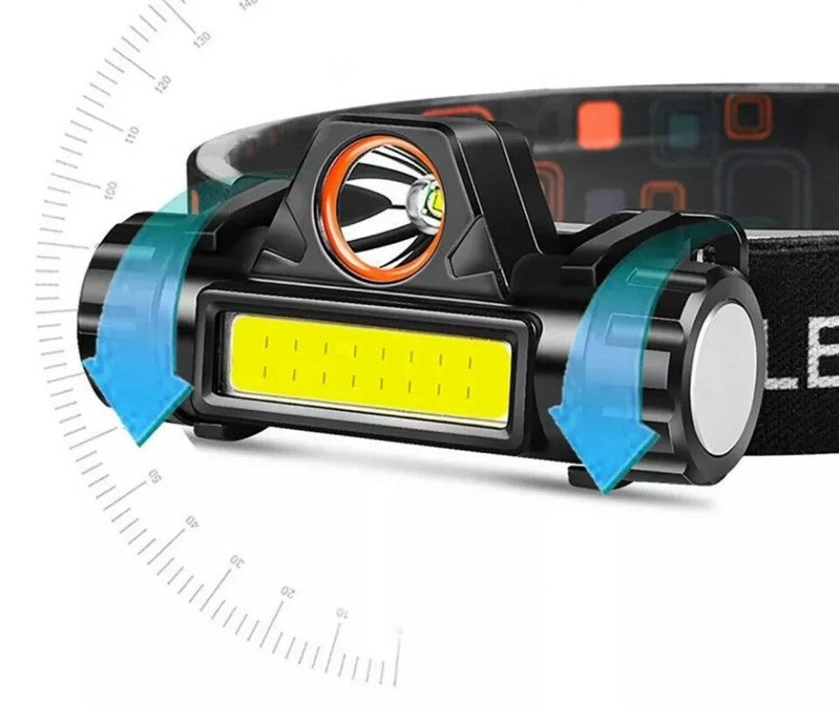 lampe frontale rechargeable led ajustement 90 degres